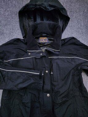 Woolrich Women's Medium Long Sleeve Nylon Shell Full Zip Hoodie Black Jacket